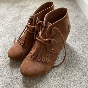 Toms Brand Wedge BootiesLight Brown Color- Like New- Worn 2x- Size 9